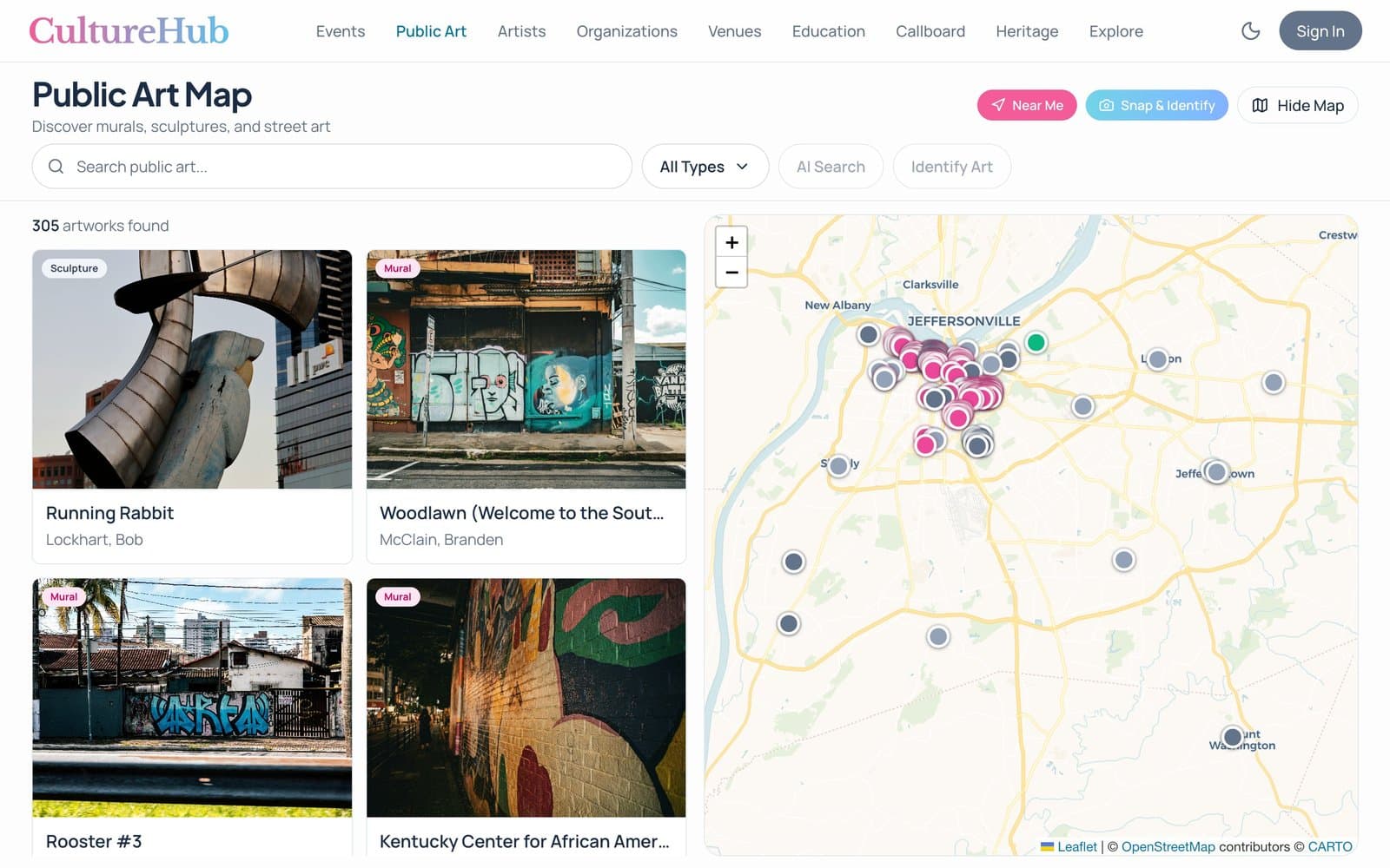 Public art map view